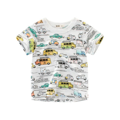 OLEKID 2025 Summer Stripe Children Boys T-shirts Printed Letter 2-8 Years Kids Little Boy Tops Short Sleeve Toddler Tees Clothes