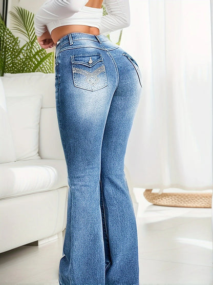 Women's Stretch Boot Cut Jeans: Fashion Slim Fit, Hip-Lifting Denim Flared Casual