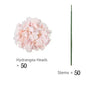 50 PCS Artificial Hydrangea Flowers Silk Hydrangea Heads for Wedding