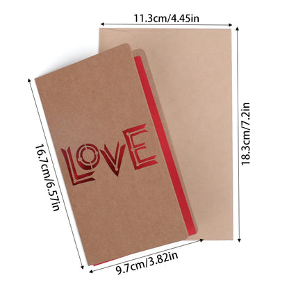 Valentines Day Mothers Day Greeting Card with Envelope Hollow Heart Flowers Gift Card Birthday Party Supplies Wedding Invitation