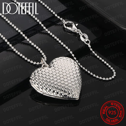 925 Sterling Silver Exquisite Heart Pendant Necklace Women Party Wedding Gift Jewelry Accessories