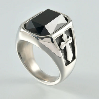 1PC Stainless Steel Vintage Punk Skull Cross Eagle Mens Ring Finger Jewelry Hip Hop Rock Culture Ring Unisex Male Party Ring