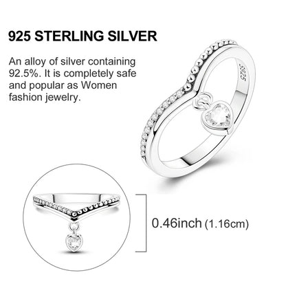 Rings Original 925 Sterling Silver Rings Simple Zircon Heart Ring For Wedding Valentine's Day Women Ring Jewelry Gift