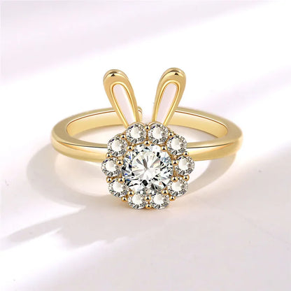 Fashion Beads Anxiety Fidget Spinner Rings Korea Crystal Butterfly Flower Star Moon Ring Anti Stress Jewelry Gift