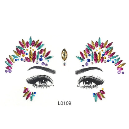 3D Sexy Face Tattoo Crystal Stickers Temporary Tattoos Glitter Fake Tattoo Rhinestones Masquerade Women Party Face Jewels Tattoo