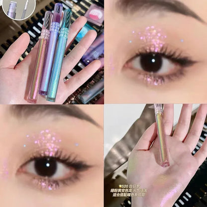 3pcs Set - 3 Colors Chameleon Eyeshadow: Pink, Micro Glitter Purple, Cyan, Chameleon Glitter  Long Lasting