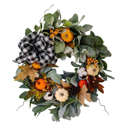 45/50cm Artificial Wreath Foam Pumpkin Fake Pine Cones Maple Leaves Wreath for Autumn garland Thanksgiving Wreath Decorations