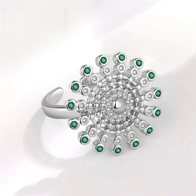 Fashion Beads Anxiety Fidget Spinner Rings Korea Crystal Butterfly Flower Star Moon Ring Anti Stress Jewelry Gift