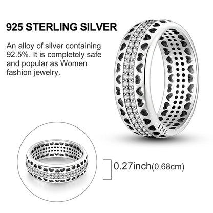 Rings Original 925 Sterling Silver Rings Simple Zircon Heart Ring For Wedding Valentine's Day Women Ring Jewelry Gift