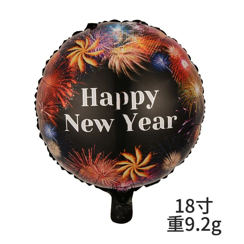 2026 New Year Foil Ballons Happy New Year Letter Banner Garland Party Decorations New Year Wine Bottle Star Round Photo Props