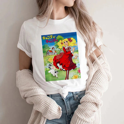 Candy Cartoon Print Streetwear T-shirt Harajuku Clothes Fashion Girls T Shirt Short Sleeve Summer Tee Casual Female O-Neck Top