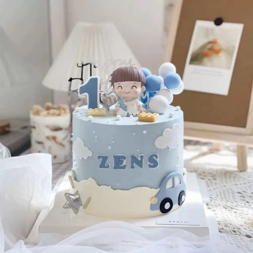 New Cartoon Cake Decoration Cute Creative Birthday Cake Decoration Car Decor Ornament Full Moon Bottle Baby Model Decoration