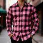 Men's classic red and black plaid long-sleeved shirt casual retro