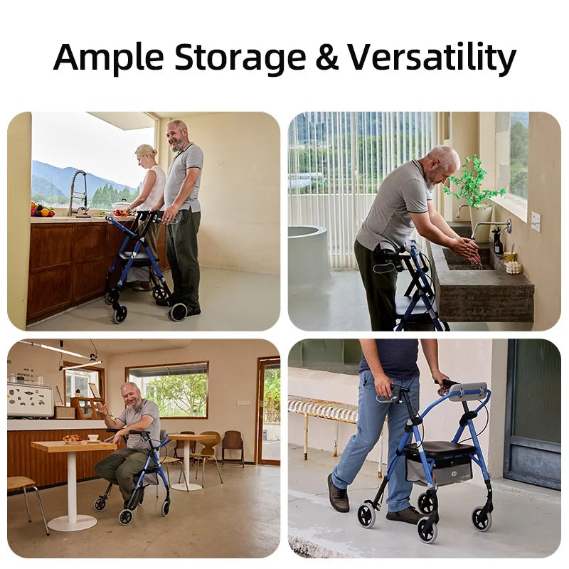 Christmas Gifts, Walkers For Seniors, Maidesite Rollator Walker With Seat, Max 380 Lbs, Avant Walkers With Ergo Seat & Backrest,