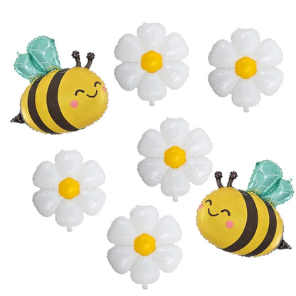 Large Bee & White Daisy Foil Balloon for Kids’ Party Décor