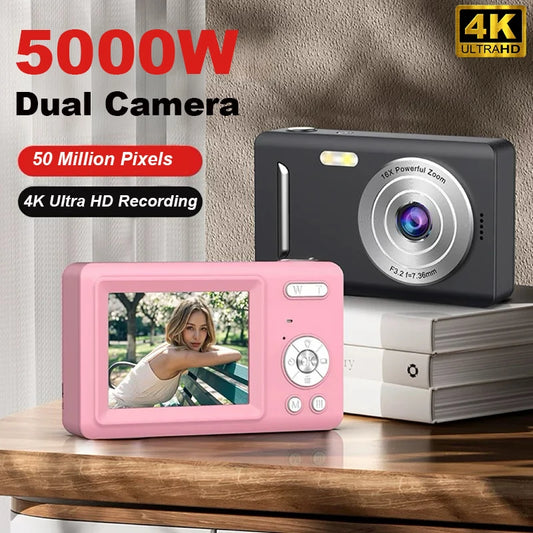 4K Digital Camera 5000W Pixel Retro CCD Portable Card Camera Entry-level Camera Dual Camera Flash 50 Million Pixels Auto Focus
