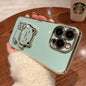 Lucky Cat Folding Stand Silicone Phone Case for iPhone 16 15 14 Pro Max 13 12  Plus XR  Max 11 Luxury Plating Case