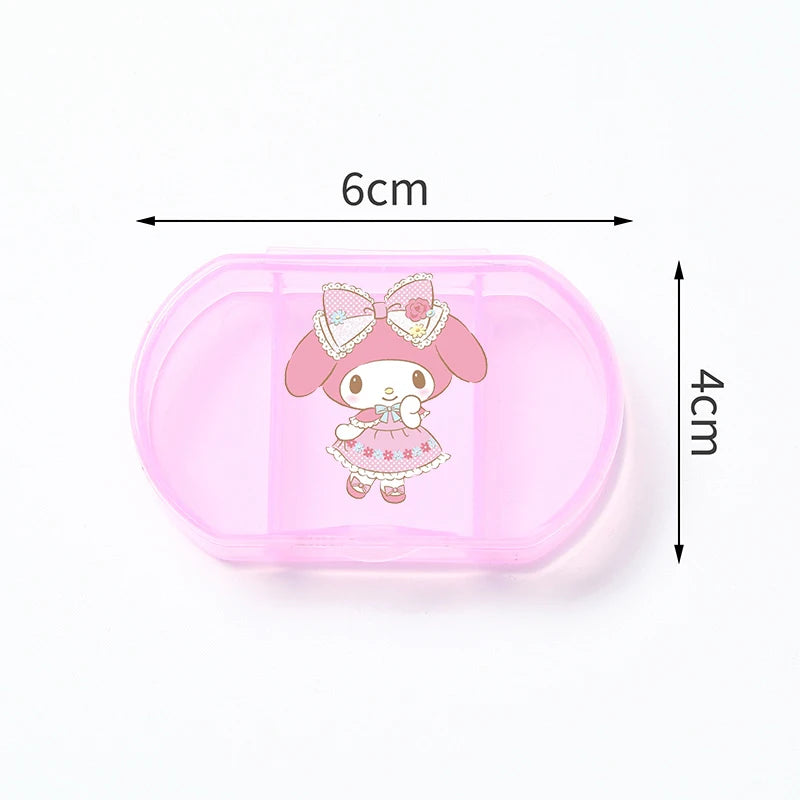 Cartoon Hello Kitty My Melody Plastic Pill Box Mini Tablet Case Anime Kawaii Portable Travel Medicines Storage Case Container