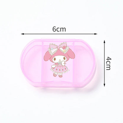 Cartoon Hello Kitty My Melody Plastic Pill Box Mini Tablet Case Anime Kawaii Portable Travel Medicines Storage Case Container