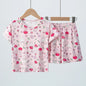 2 Pcs Children's Fun Printing Multicolor  Short Sleeve Shirt & Shorts Set