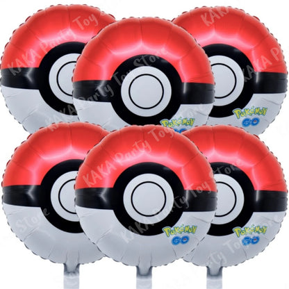 6Pcs Pokemon Birthday Party Balloons Set Pokeball Aluminum Foil Ballons Decoration Supplies For Baby Shower Kids Boys Toys Gifts
