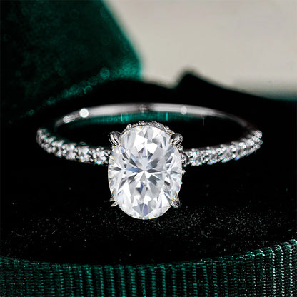 Oval Cut Moissanite Rings for Women 925 Sterling Silver Lab Diamond Wedding Engagement Ring Gemstone Band  1ct 2ct 3ct