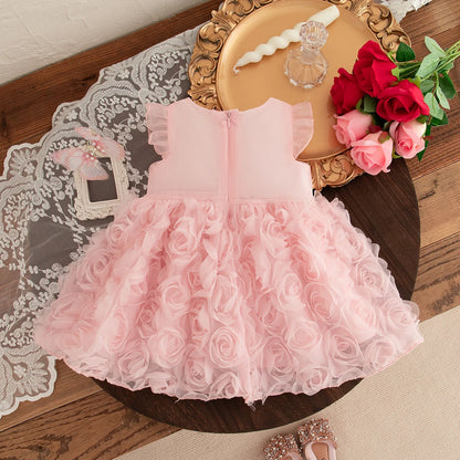 Summer New Sweet Bow Baby Girl Princess Dress, Rose Skirt Children'S Sleeveless Clothes For Babies Aged 9 Months To 3 Years Old