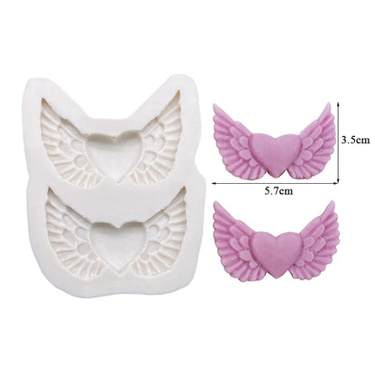 Wings Heart Silicone Sugarcraft Mold Resin Tools Cupcake Baking Mould Fondant Cake Decorating Tools