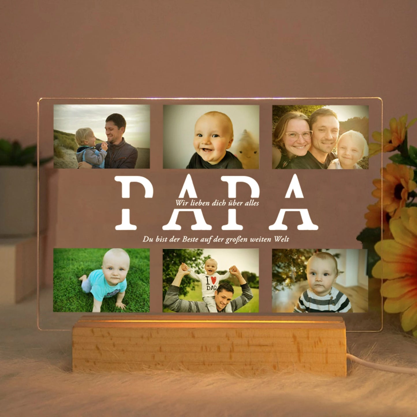 Custom Acrylic Lamp Personalized Photo Text Bedroom Night Light MOM DAD LOVE Friend Family Day Wedding Birthday Christmas Gift