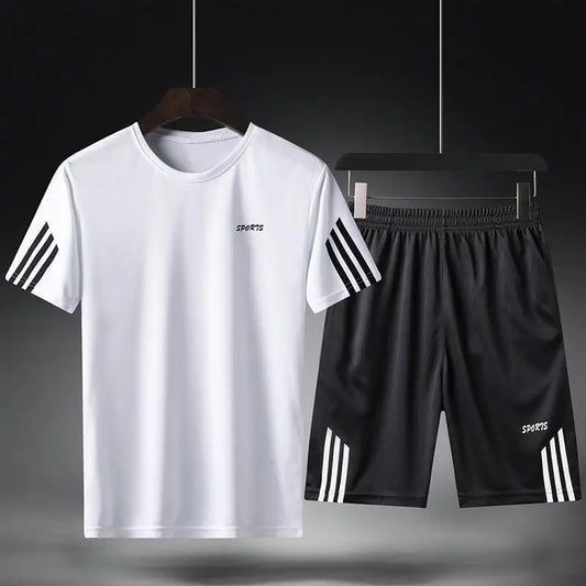 Men's Short-Sleeved Shorts and Loose Quick Drying Breathable T-Shirt /Short Set