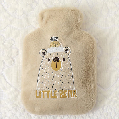 Cute Cartoon Plush Hot Water Bottle: Rabbit and Bear Designs, Velvet, Portable Hand Warmer for Women/Men