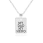 "MY DAD MY HERO" Keychain Necklace for Men Women Square Brand Carved Letter Pendant Chain Key Ring Accessories Father's Day Gift