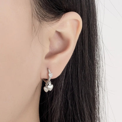 925 Sterling Silver Heart Zircon Stud Earrings For Women