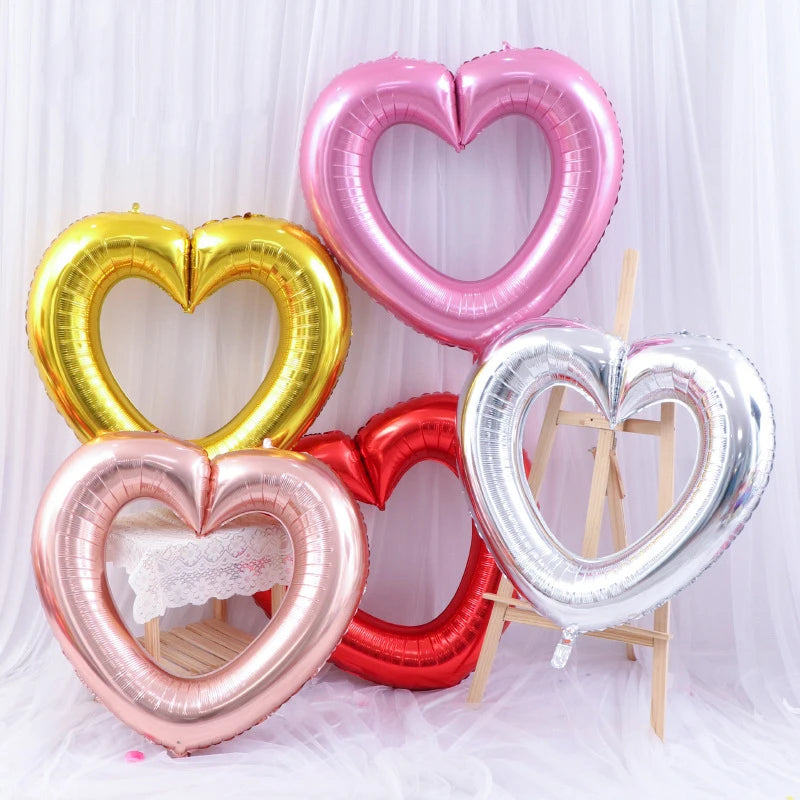 1pc Polychrome 40inch Heart Balloon Large Size Wedding Decor Bride To Be Photobooth Props Balloon Valentine's Day Party Decor