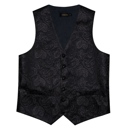 Luxury Paisley Men's Suit Vest Tuxedo Waistcoat Necktie Handkerchief Cufflink Sleeveless Jacket Vest