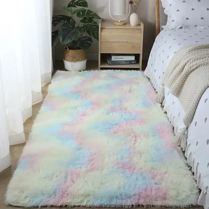 40*60CM Silk Wool Rug Tie-Dye Cushion Washable Dirt Resistant Carpet