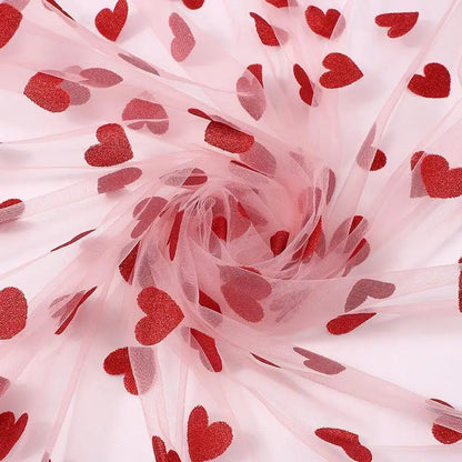 Red Heart-shaped Mesh Tablecloth Perfect For Decorating Wedding Banquets Parties And Romantic Valentines Day Candlelight Dinners