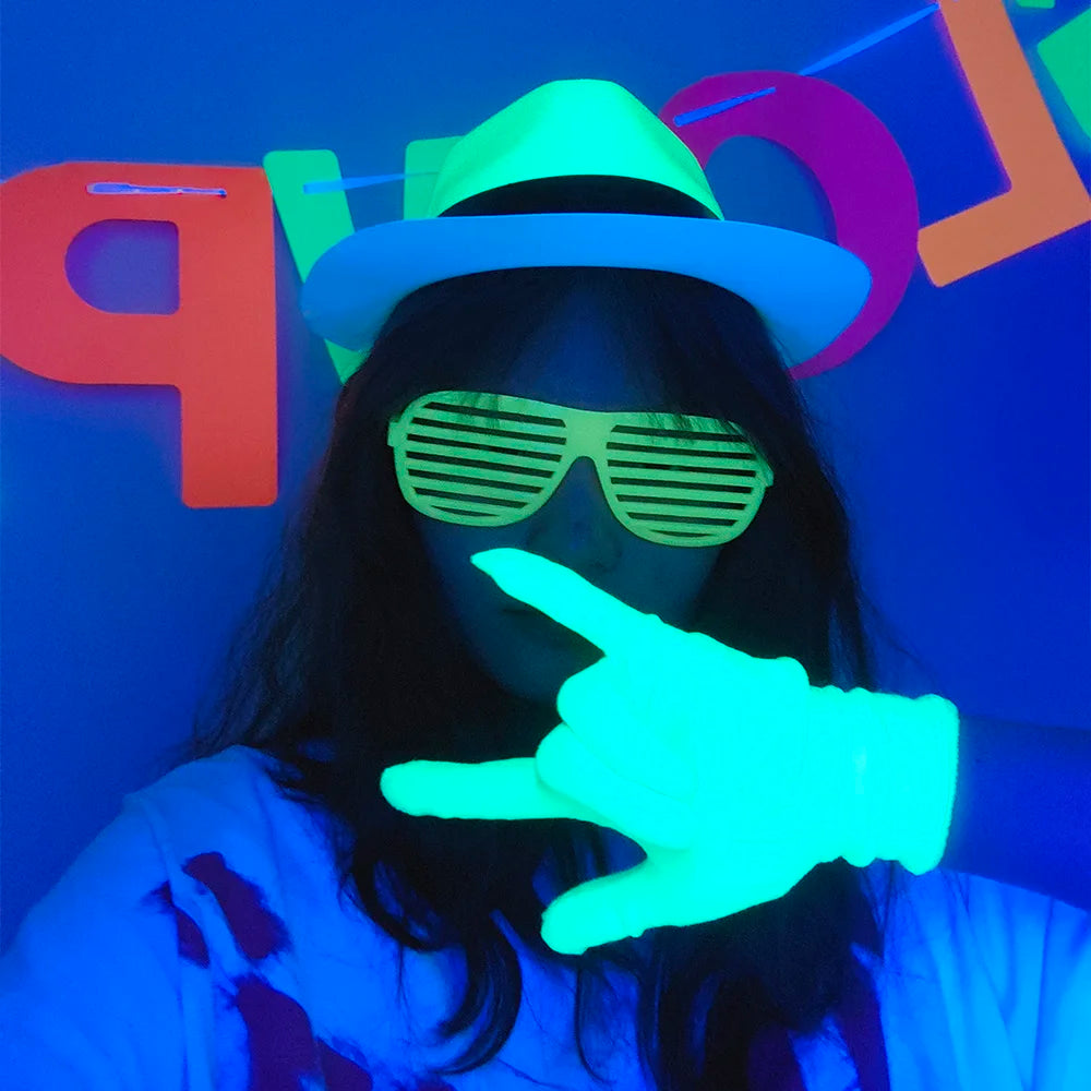 UV Neon Glow Party Hats – Blacklight Fluorescent Plastic Hats for Kids & Adults