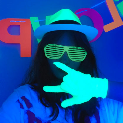 UV Neon Glow Party Hats – Blacklight Fluorescent Plastic Hats for Kids & Adults