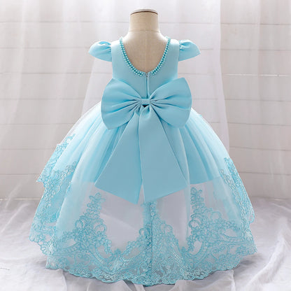 Toddler Girl Evening Party Princess Dress Baby Big Bow Tutu Gown Kids Birthday Wedding Ceremony Costume Gala Clothes Vestidos