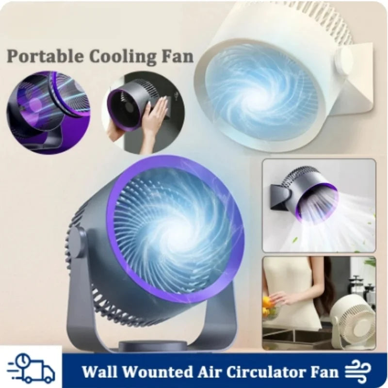 Cordless Electric Fan USB 10000mAh Wireless Portable Rechargeable Air Circulator Fan Desktop Wall Ceiling Air Cooler