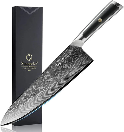 Sunnecko Damascus Chef Knife Set – 1–7 PCS High Carbon VG10 Steel Ultra‑Sharp Kitchen Knives