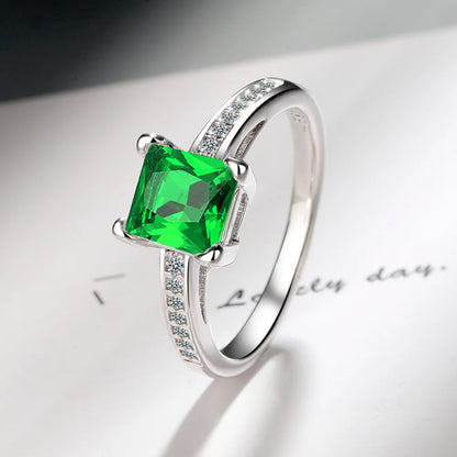 925 Sterling Silver Rings Size 5#-10# Quadrate Zircon High Quality For Women Fine Wedding  Jewelry Accessories Party Gifts