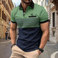 Men's Color Block Short Sleeve Shirt with Chest Pocket - Perfect for Summer Casual Wear
