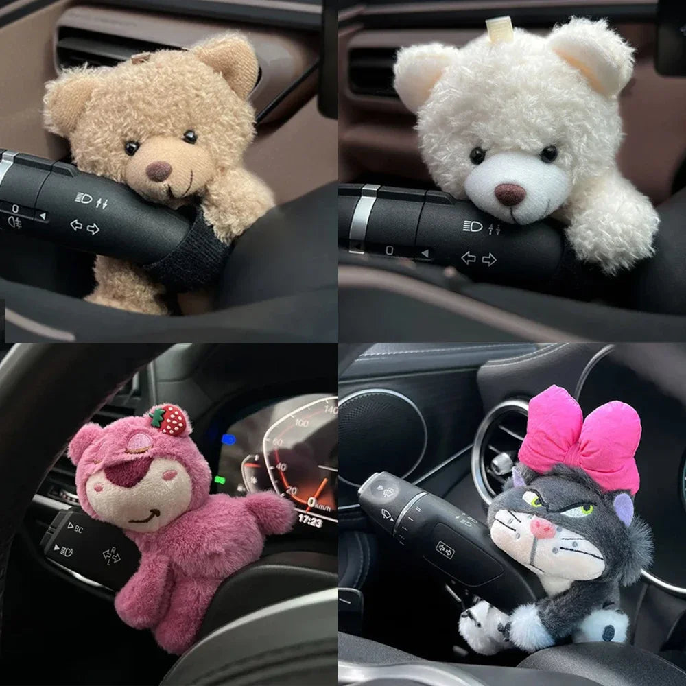 Cute Car Wiper Plush Ornaments – Capybara, Panda & Cat Turn‑Signal Switch Decorations