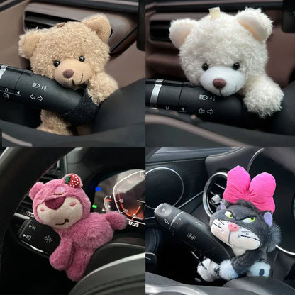 Cute Car Wiper Plush Ornaments – Capybara, Panda & Cat Turn‑Signal Switch Decorations