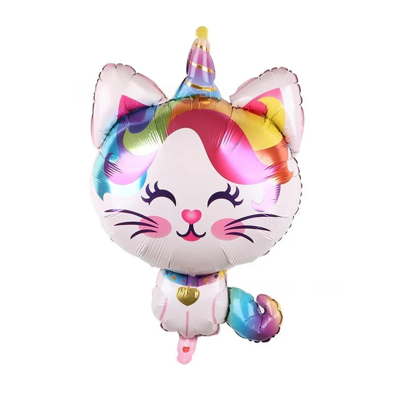 Rainbow Unicorn Cat Gradient Balloon Set (6pcs) – Birthday Party Decorations