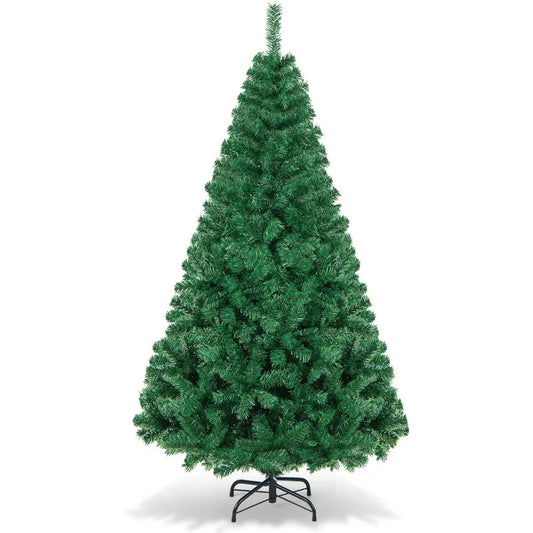 6-Foot Tall Green Artificial Christmas Tree with Metal Base for Seasonal Decorations, Suitable for Indoor and Outdoor Use