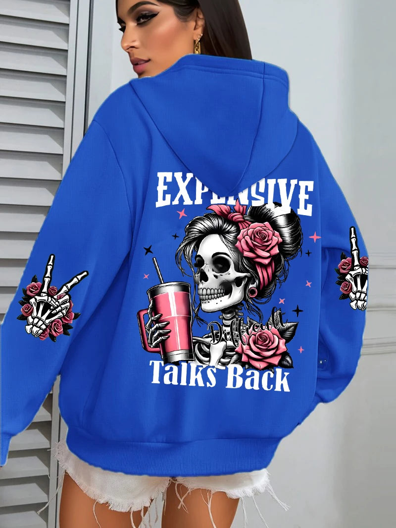 Women's Loose Multicolor Pullovers Fleece Pocket Hoody