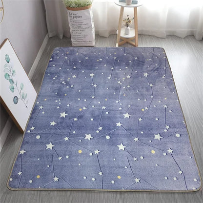 Multicolour Stars Pattern Glow in The Dark Area Rug Horse Area Rug Living Room Carpet Luminous Area Rug Indoor Rugs for Children